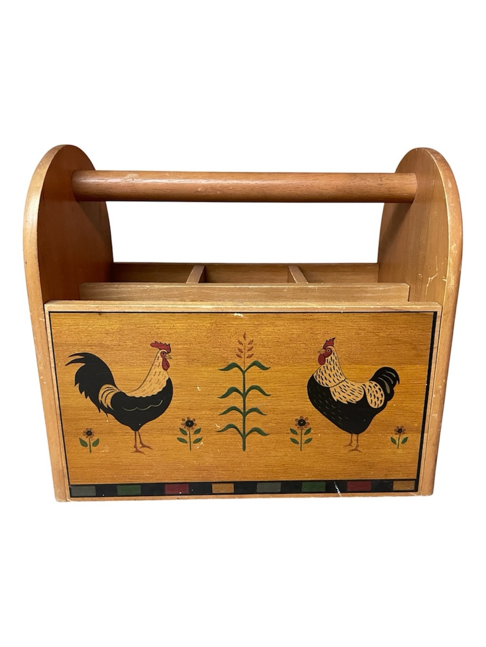 Vintage Kamenstein Wooden Rooster Caddy